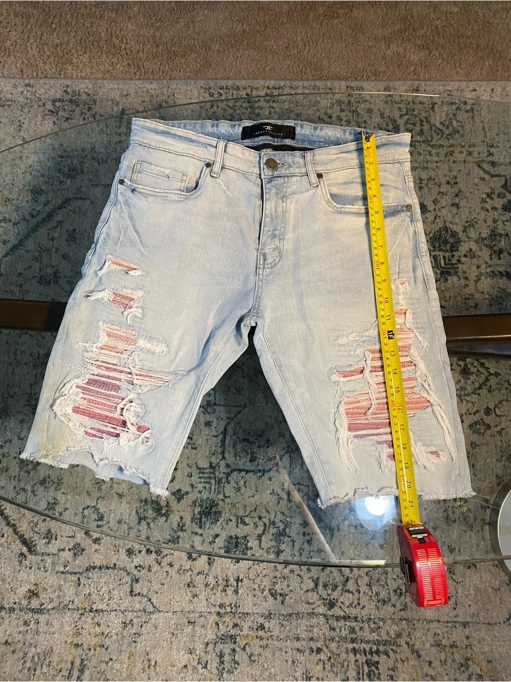 Light Wash Distressed Men’s Denim Jorts